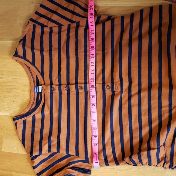 Burnt orange/navy striped Maternity midi dress - Picture 4 of 7